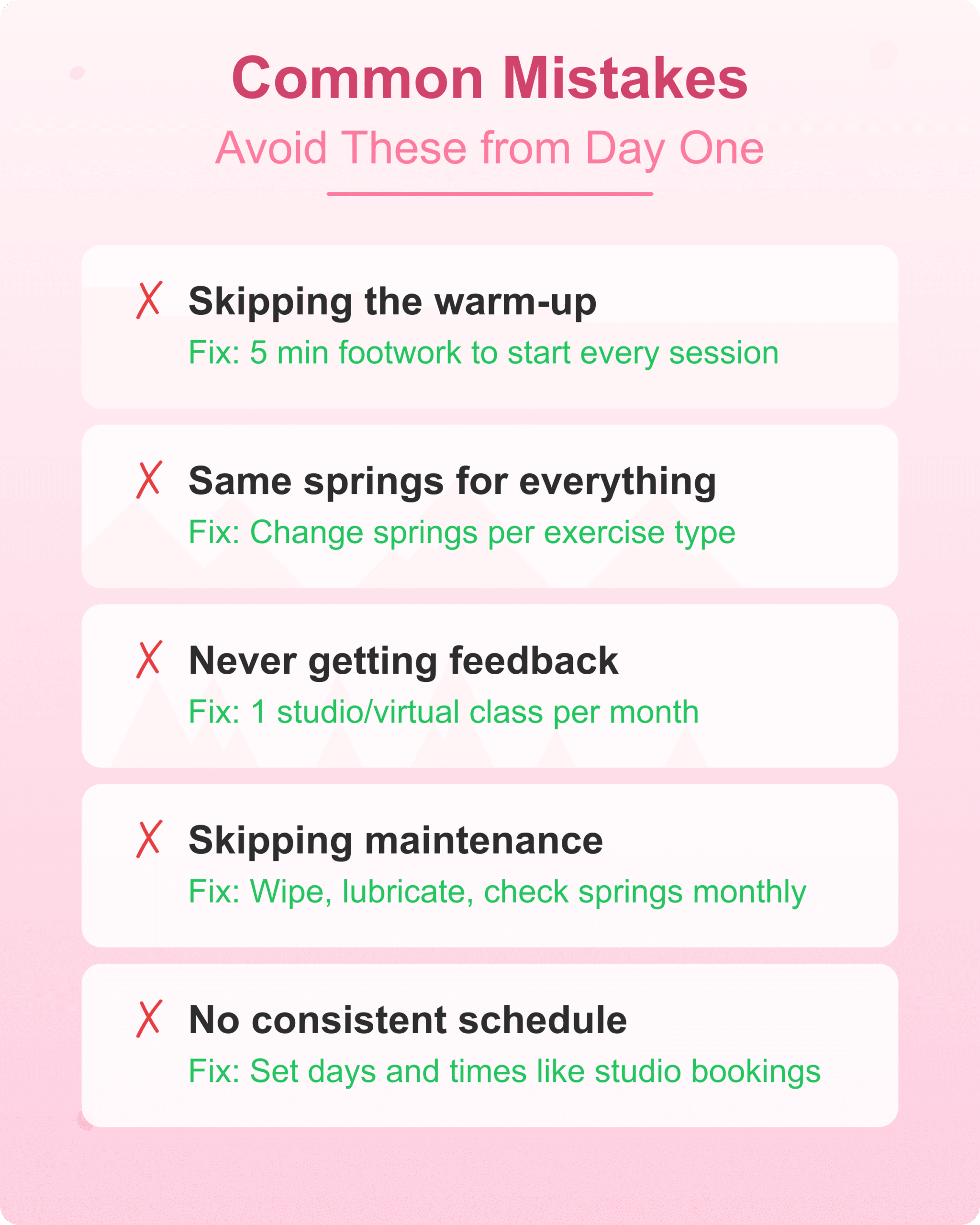 Five common mistakes to avoid when doing reformer pilates at home