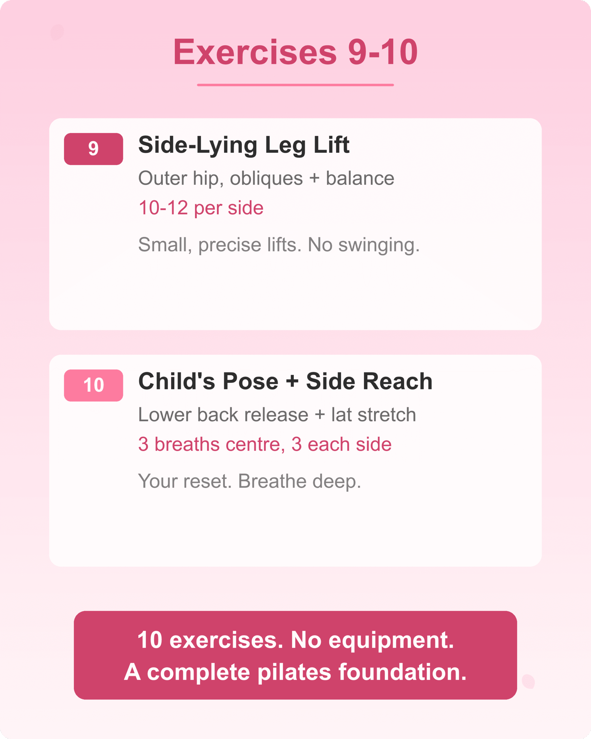 Mat Pilates Exercises 9-10 Mat pilates exercises 9 and 10 for beginners side-lying leg lift and child's pose