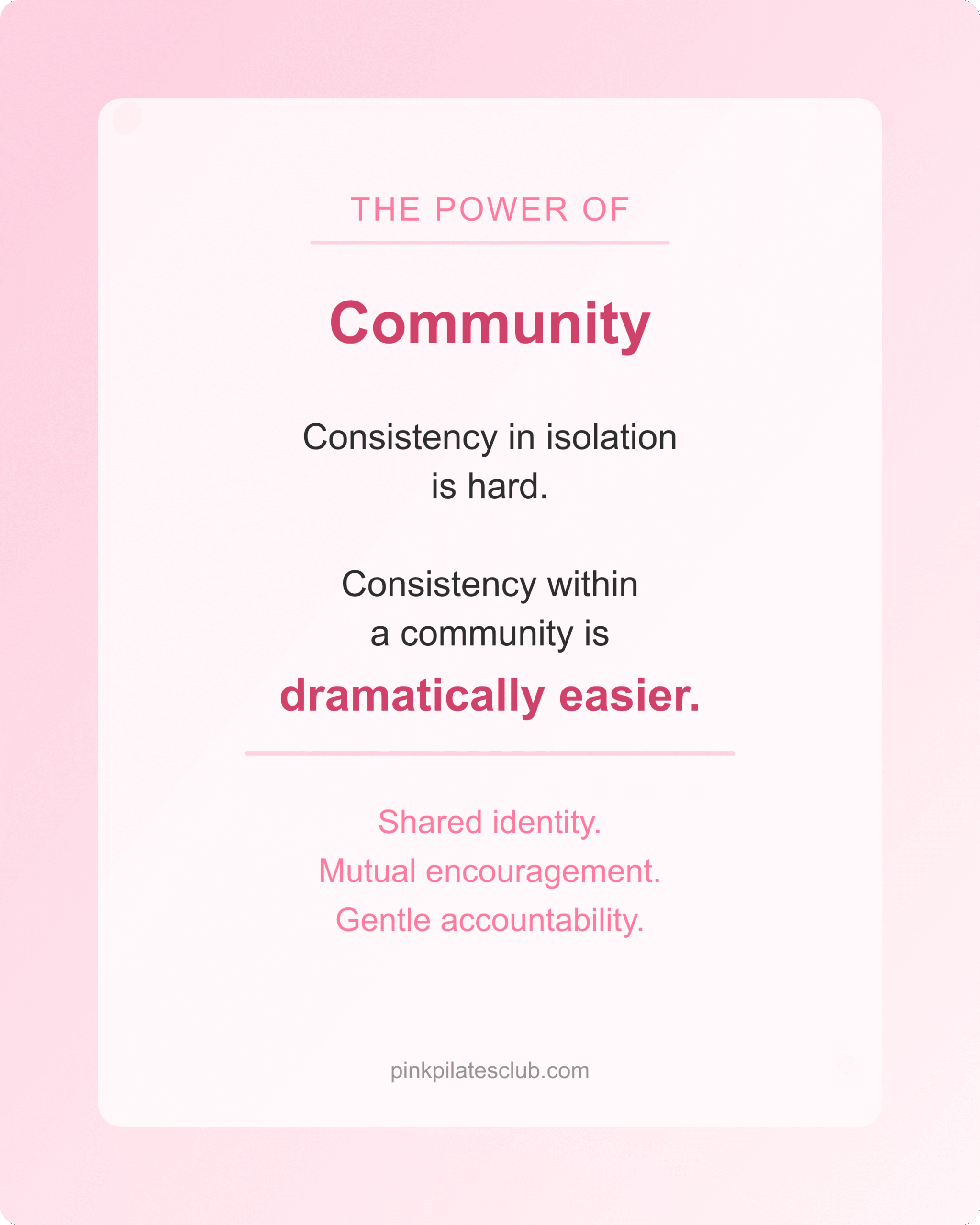 Community and Pilates Consistency Community makes pilates consistency dramatically easier