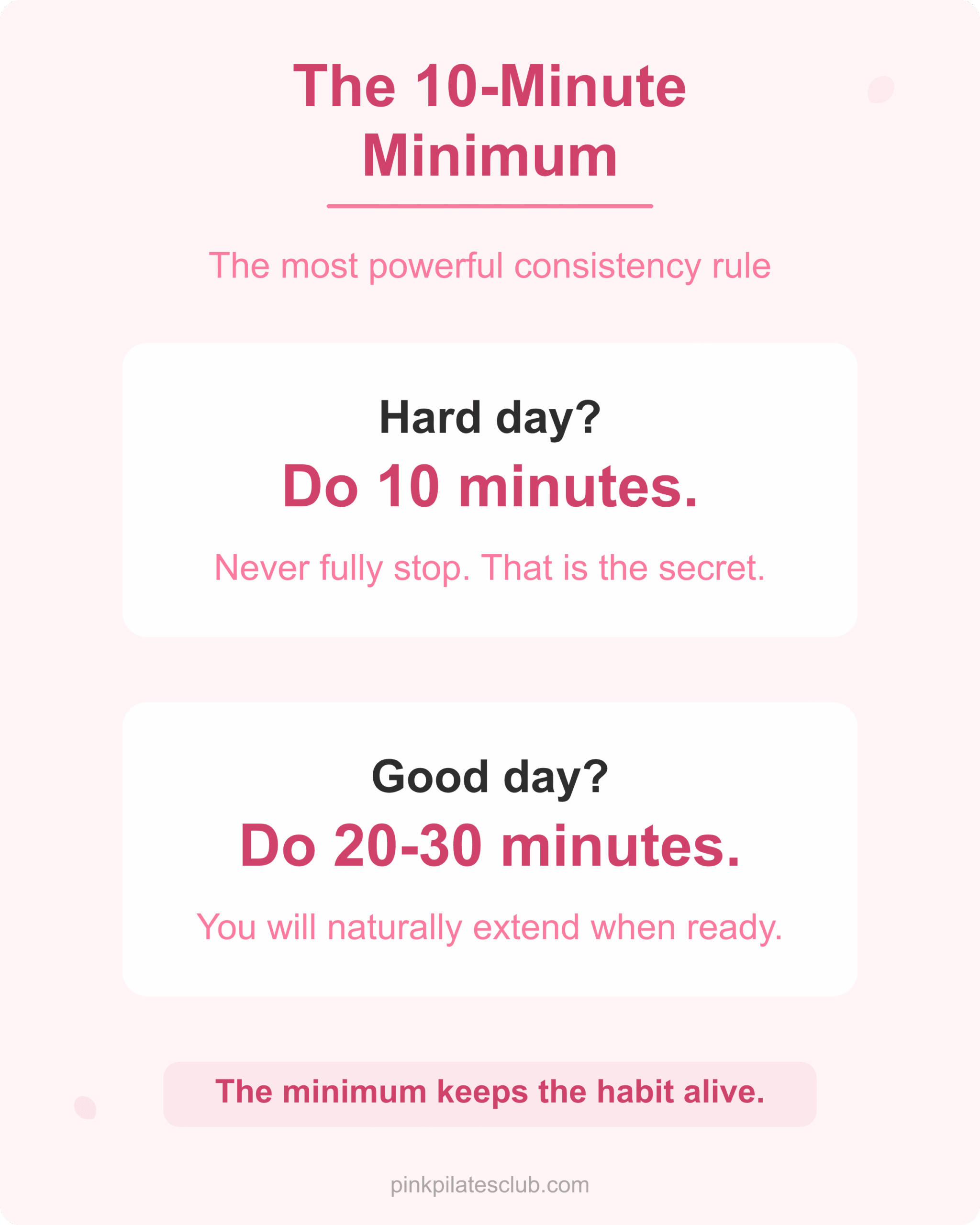 The 10-Minute Minimum Rule Ten-minute minimum pilates rule for hard days and good days