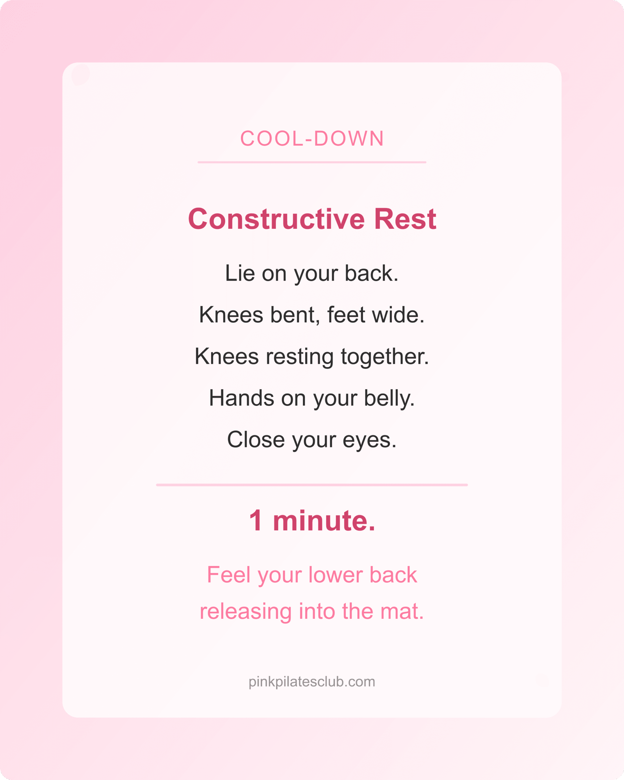 Constructive rest cool-down position for pilates lower back pain routine
