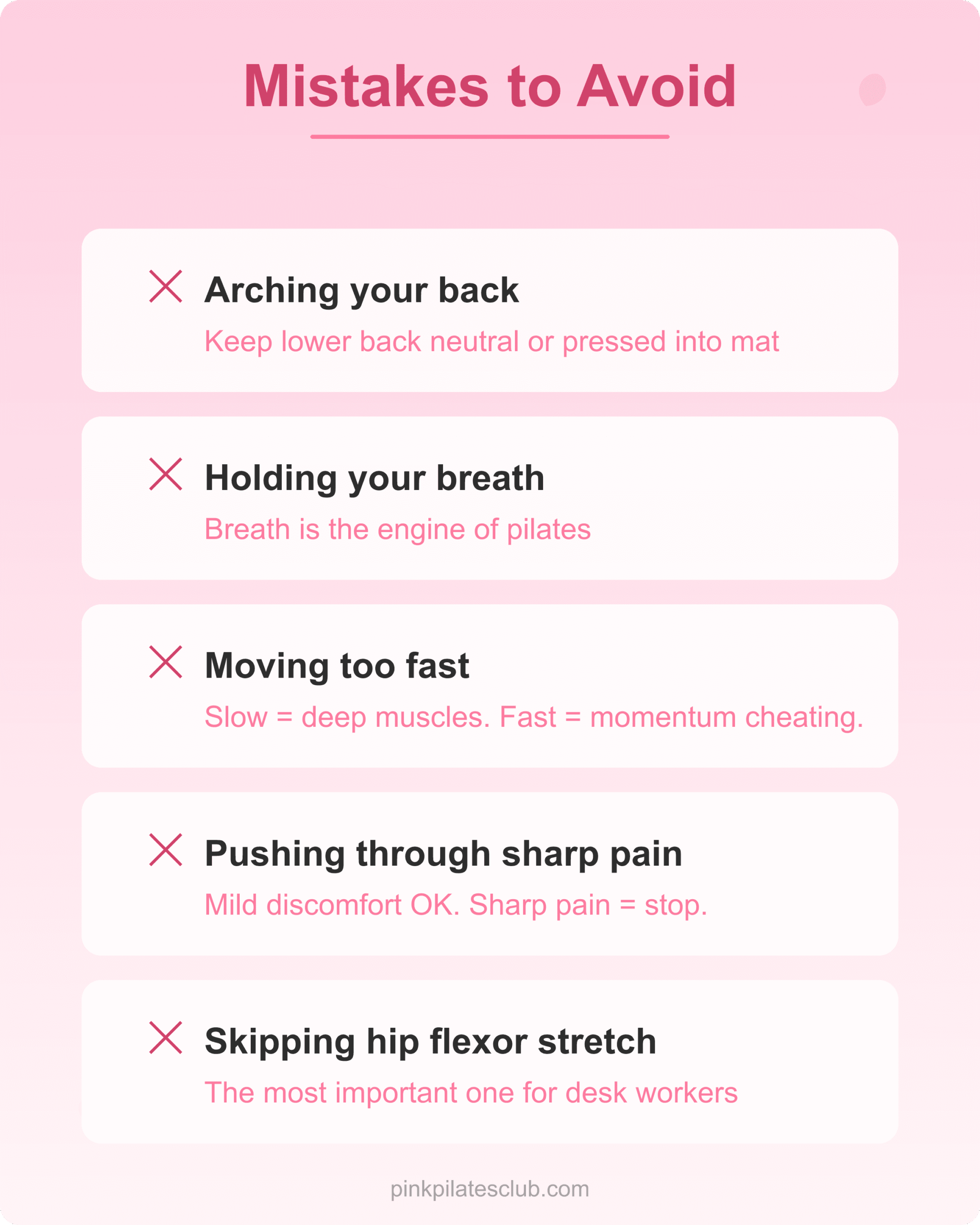 Five common mistakes to avoid when doing pilates for lower back pain