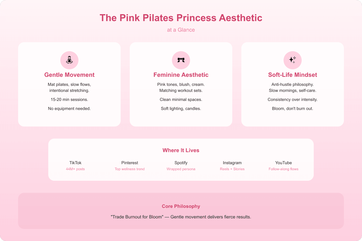 Pink pilates princess aesthetic overview showing movement, style, and mindset