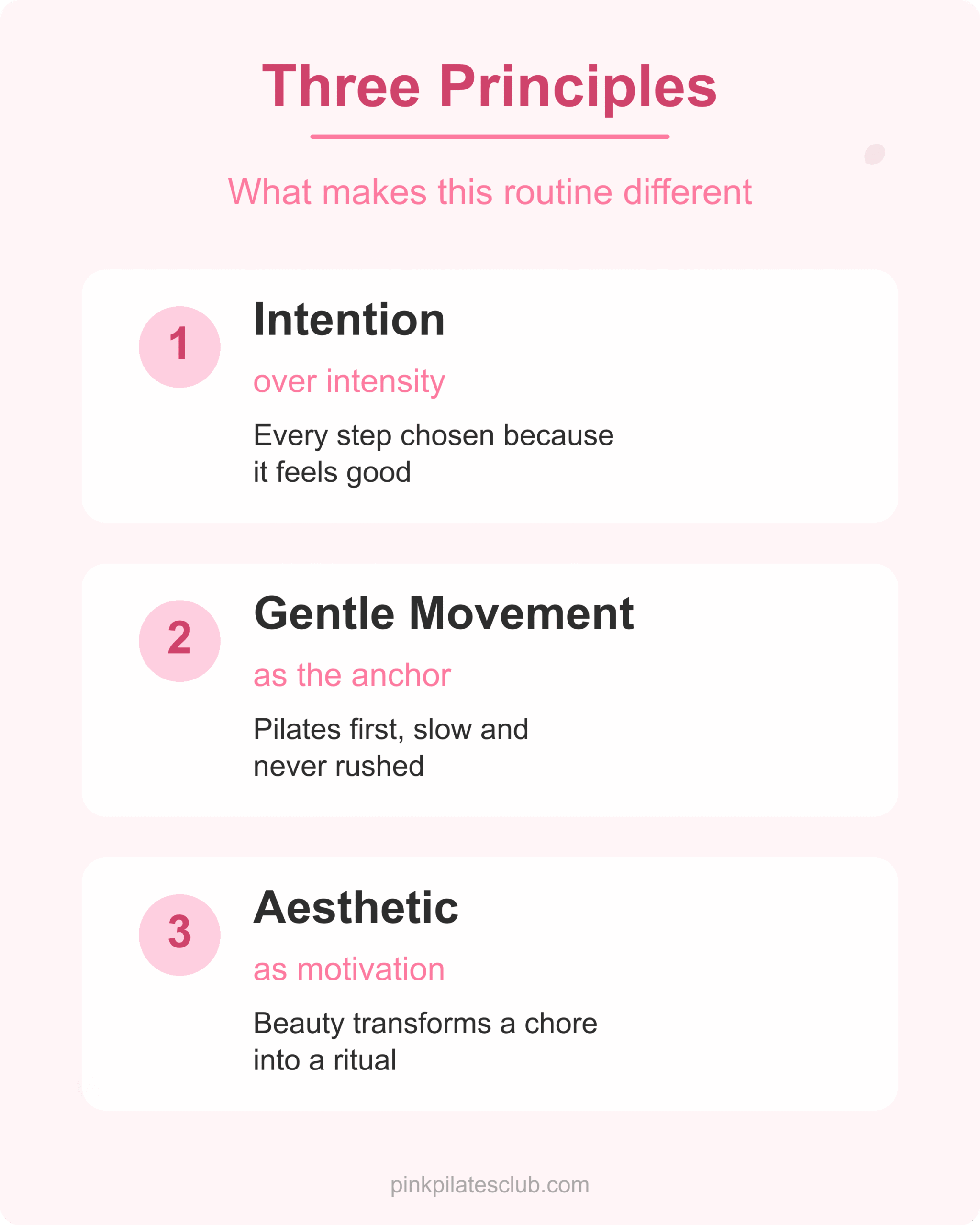 Three principles of the pink pilates princess morning routine