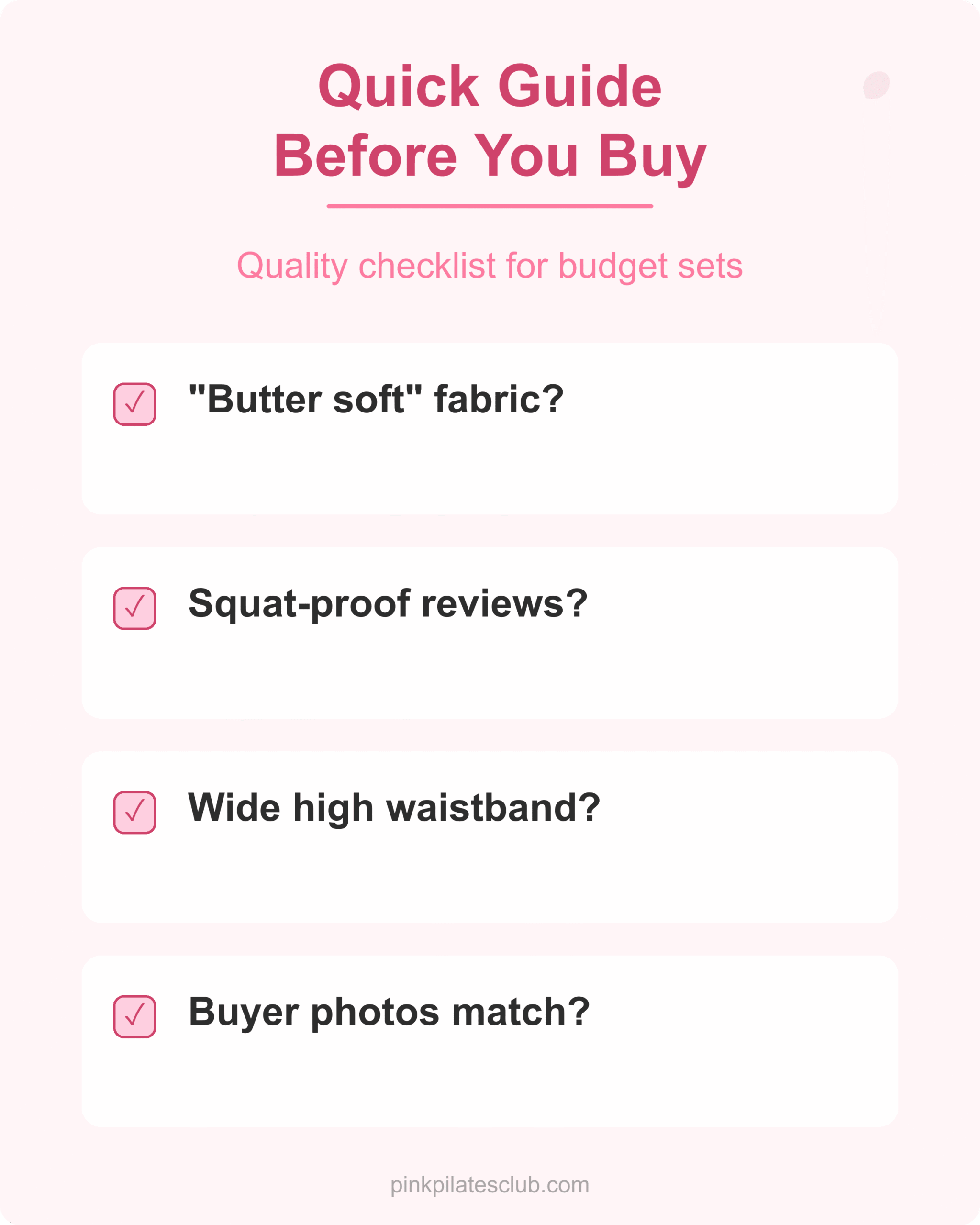 Budget Outfit Quality Checklist Quality checklist for buying cheap pink pilates princess outfits