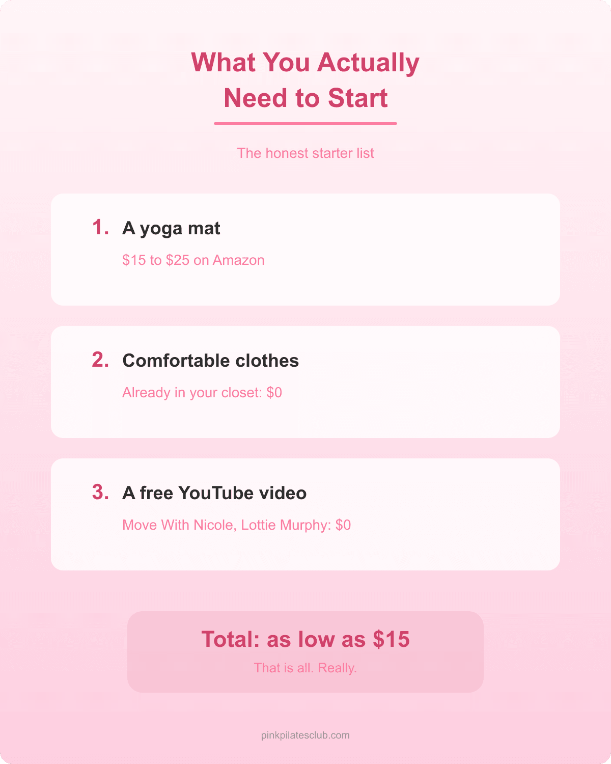 Pink Pilates Princess Real Cost Breakdown Pink pilates princess on a budget starter list showing three essentials