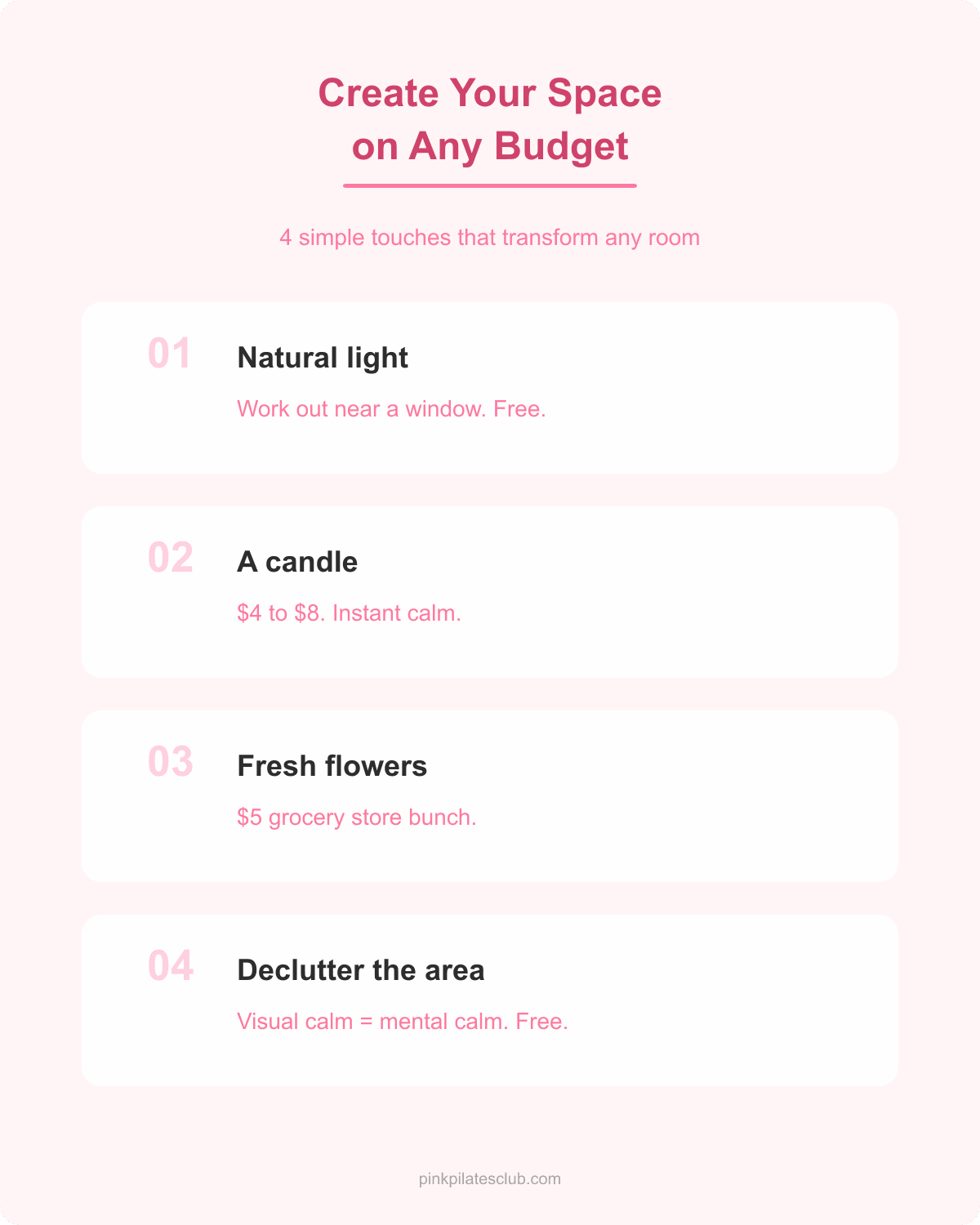 Pink Pilates Princess Space Setup Tips Four budget tips for creating a pink pilates princess workout space