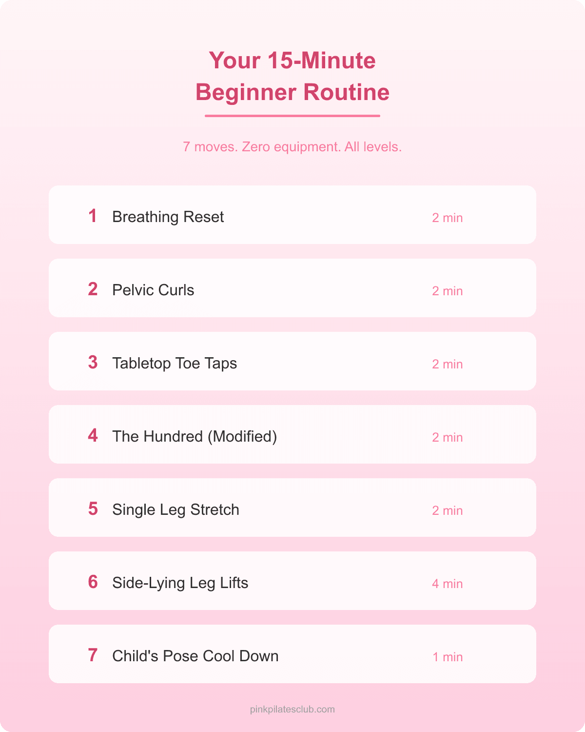 Pink Pilates Princess Beginner Workout Routine Complete 15-minute pink pilates princess beginner workout routine list