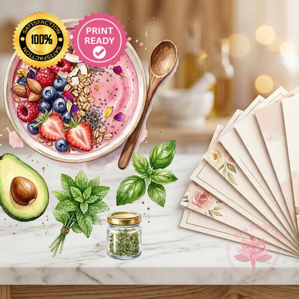 Pink Pilates Recipe Cards, 19 bloat-friendly recipes