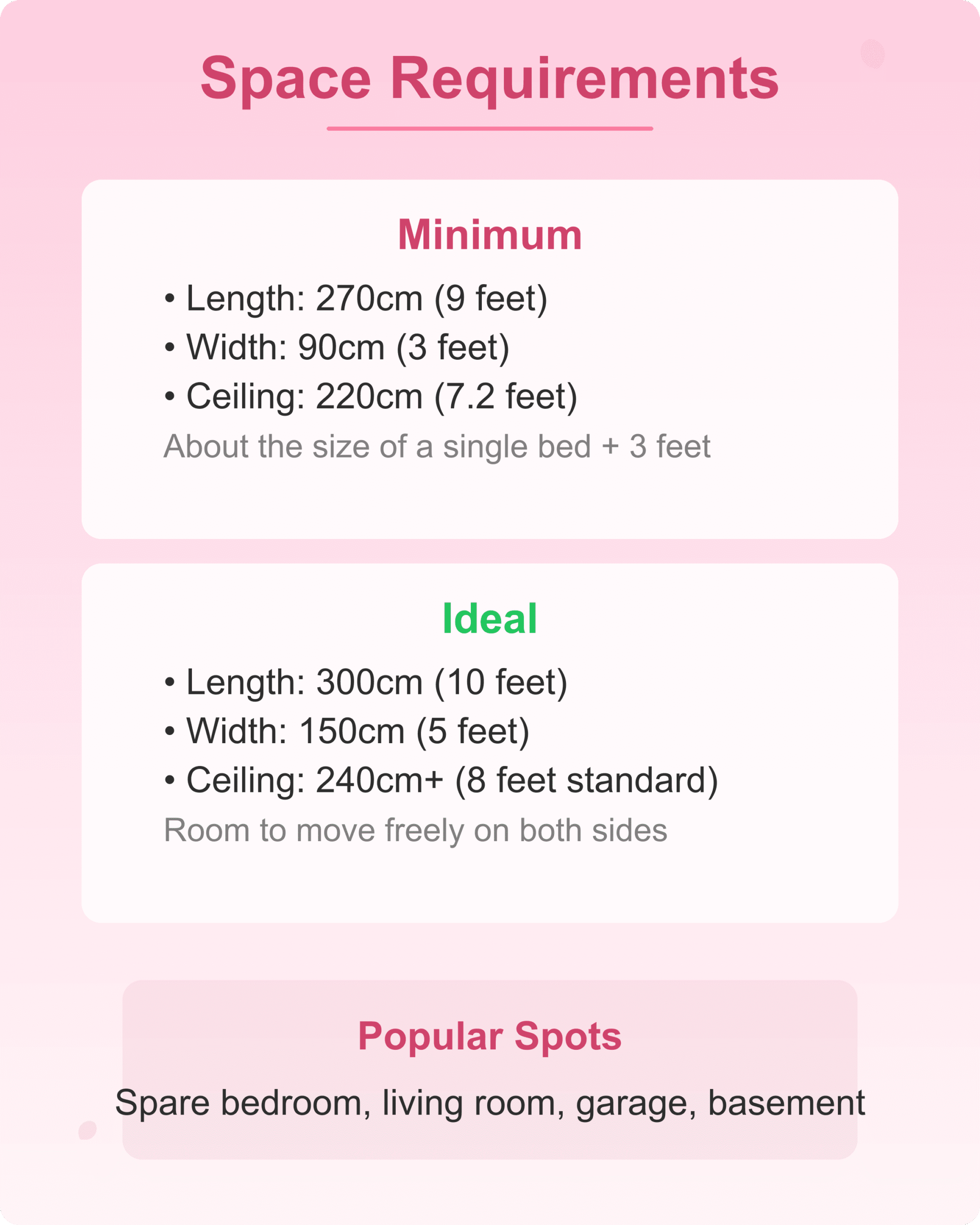 Space requirements for setting up a reformer pilates machine at home