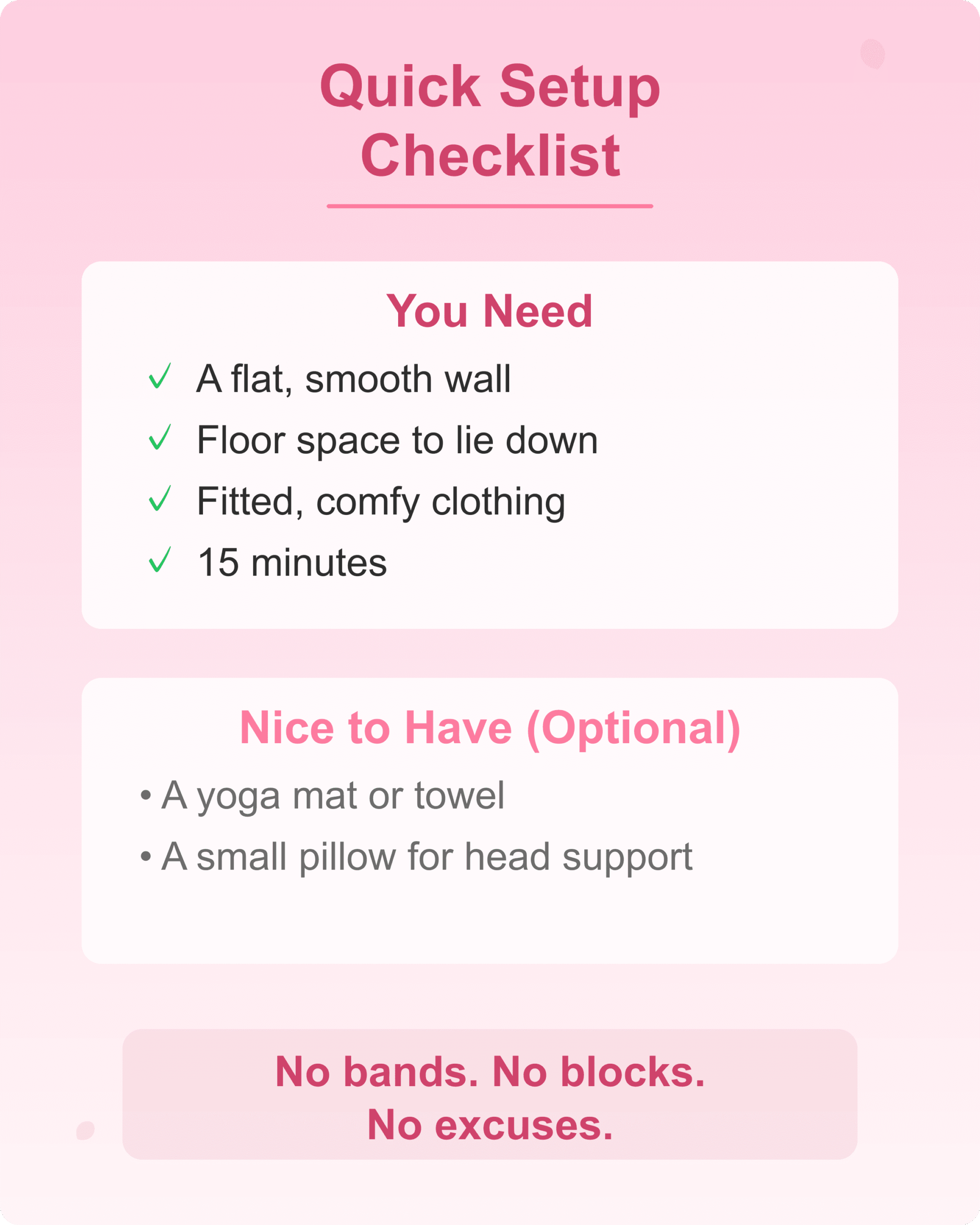 Wall Pilates Setup Checklist Wall pilates setup checklist showing what you need to start at home