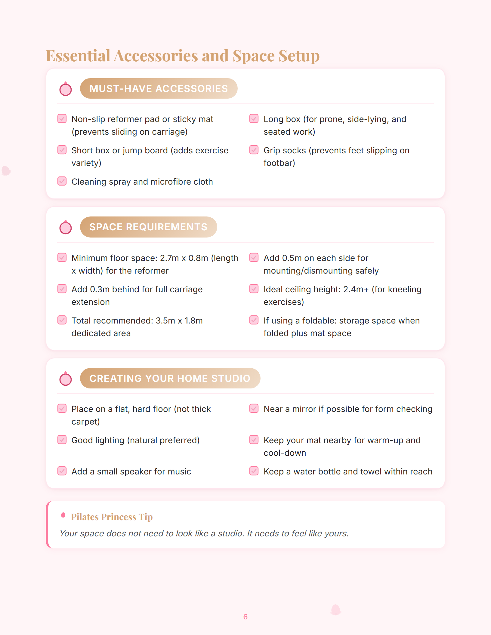 Sample magazine spread from Reformer Pilates at Home Starter Kit (page 6)