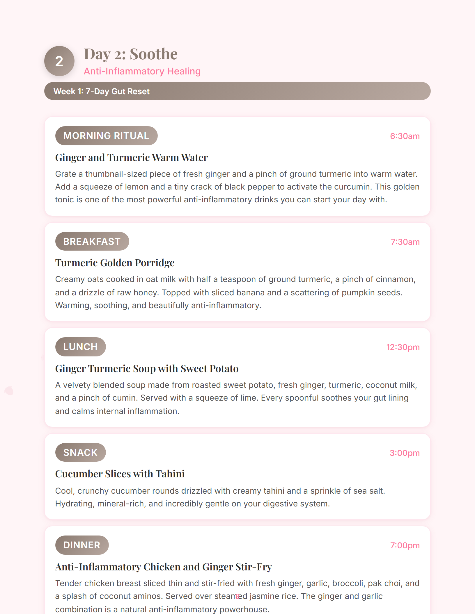 Sample magazine spread from Pink Pilates 7-Day Gut Reset (page 8)