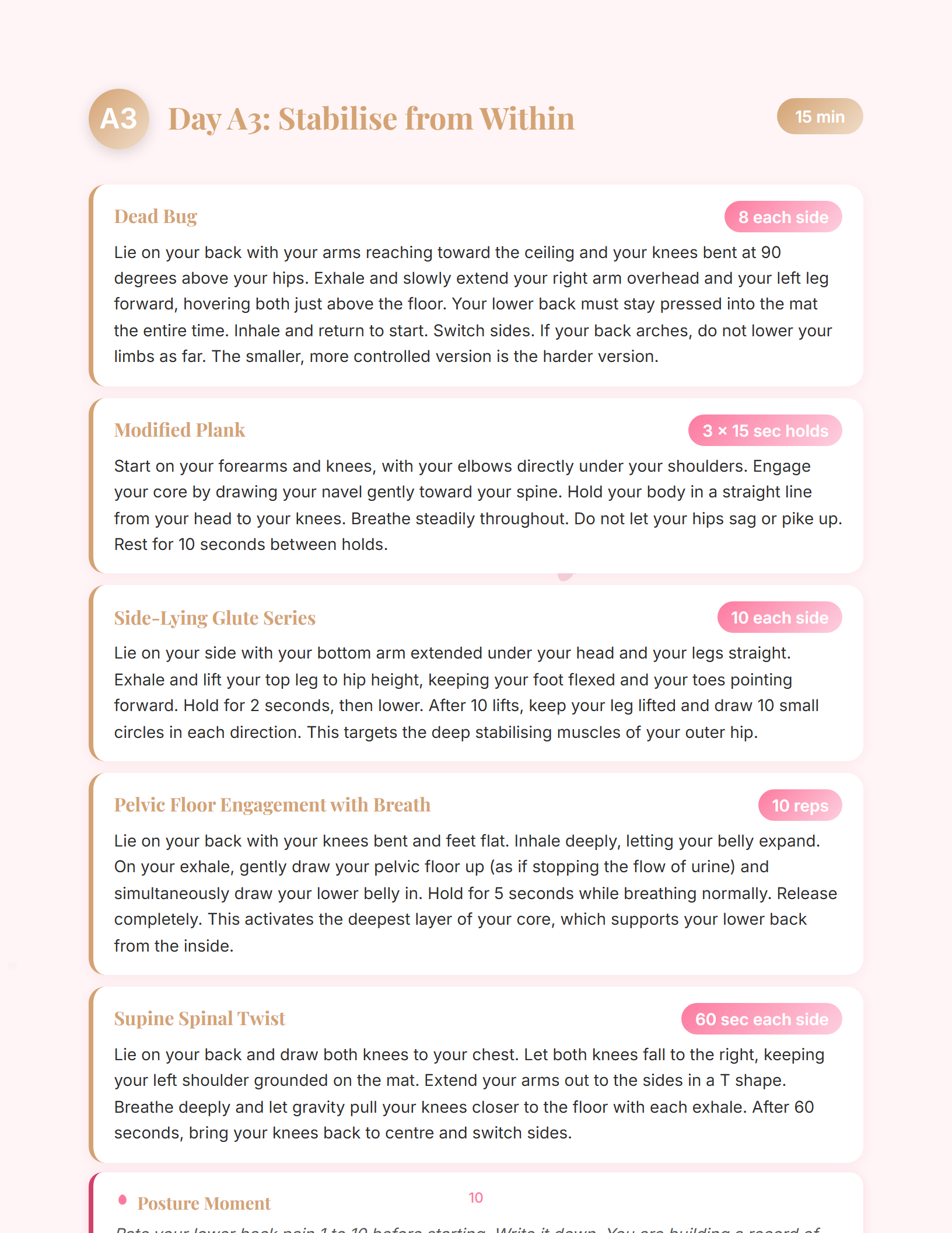 Sample magazine spread from Pilates for Back Pain: Fix for Desk-Bound Women (page 10)