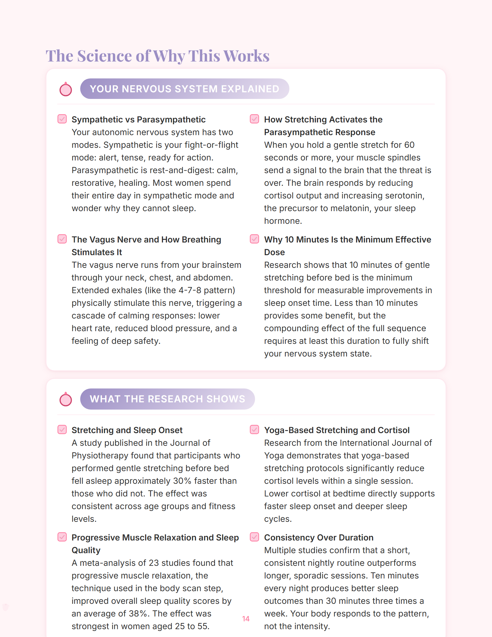 Sample magazine spread from The 10-Minute Bedtime Pilates Reset (page 14)