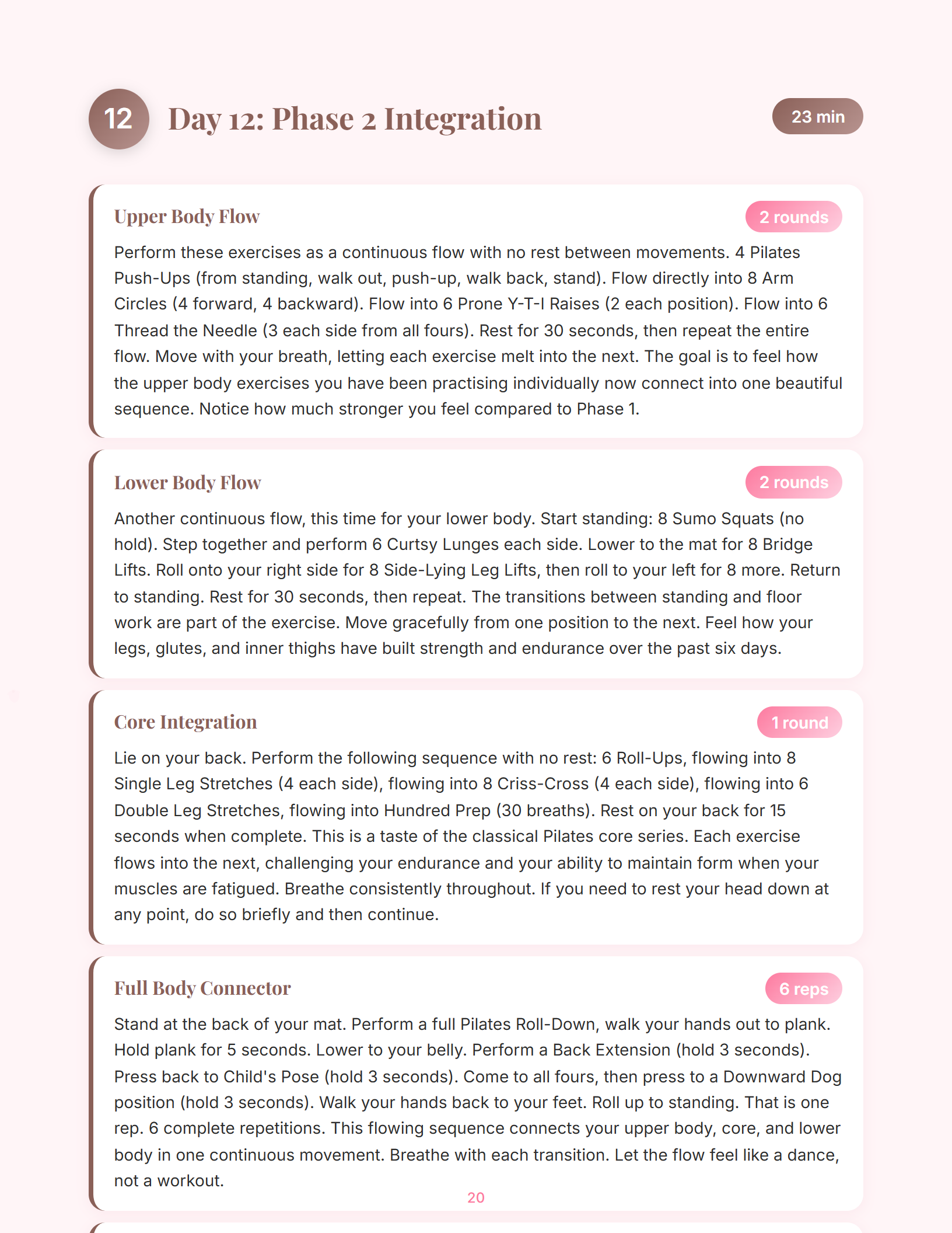 Sample daily session from 30-Day Full Body Pilates Phase 3 Sculpt