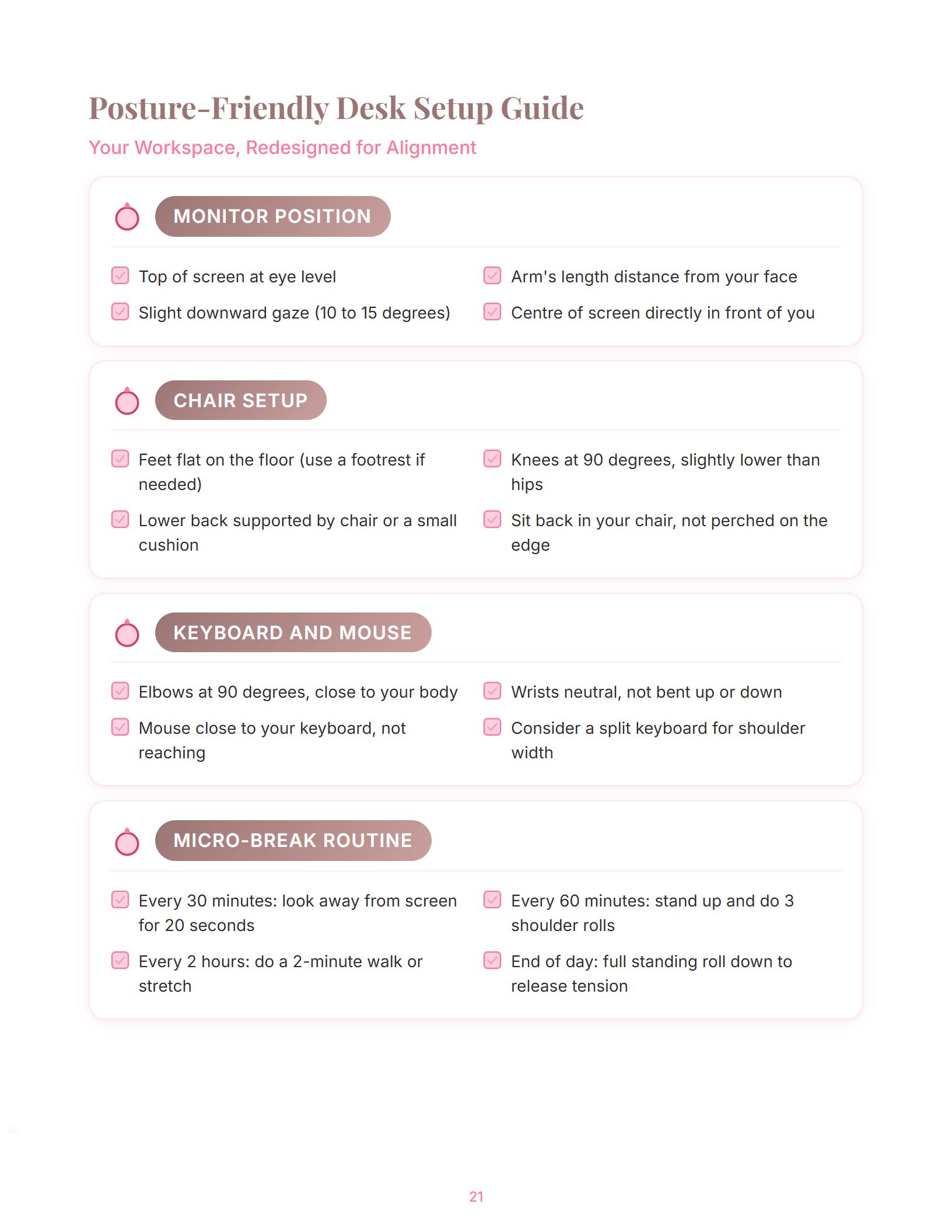 Posture-Friendly Desk Setup Guide from 14-Day Posture Fix