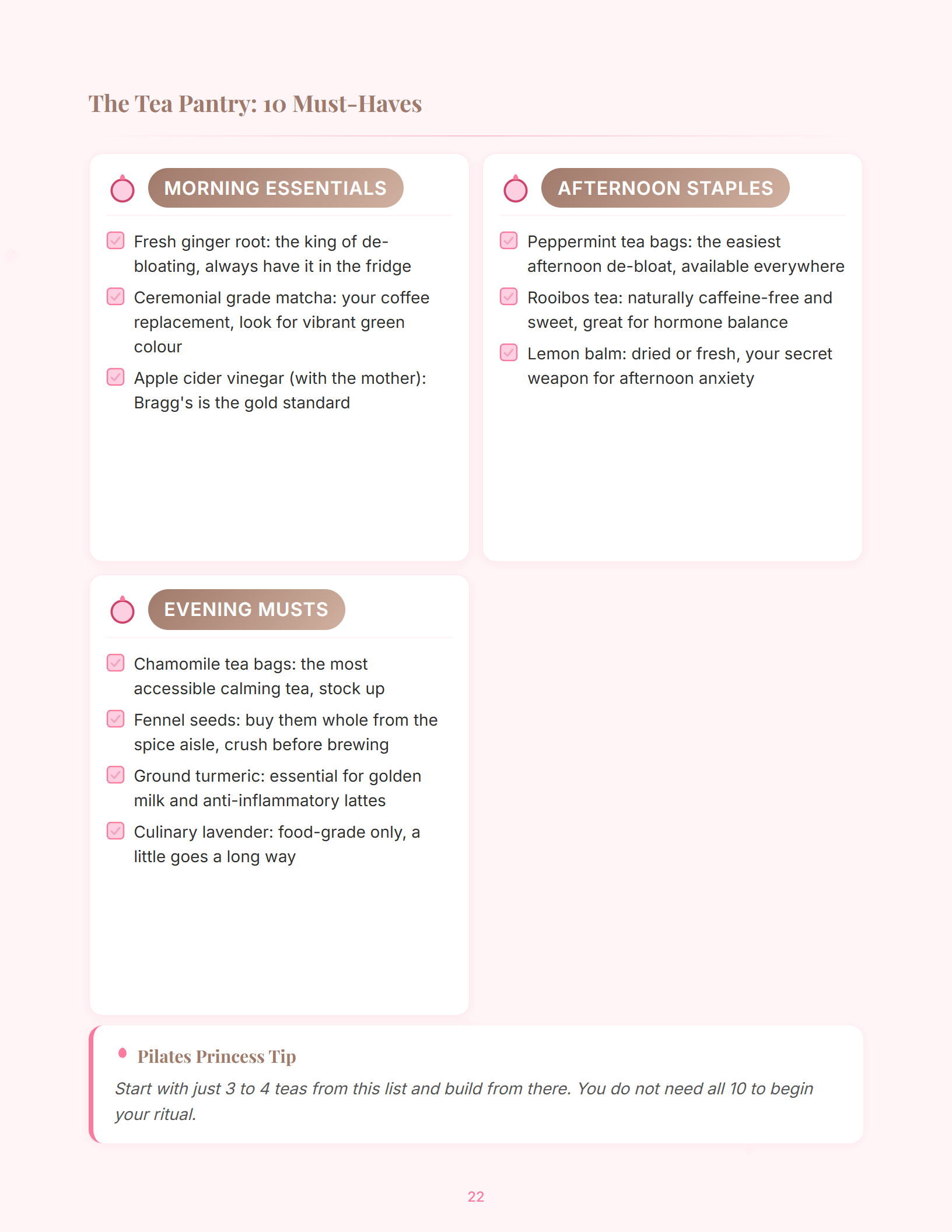 Tea pantry essentials guide from The Pilates Tea Ritual