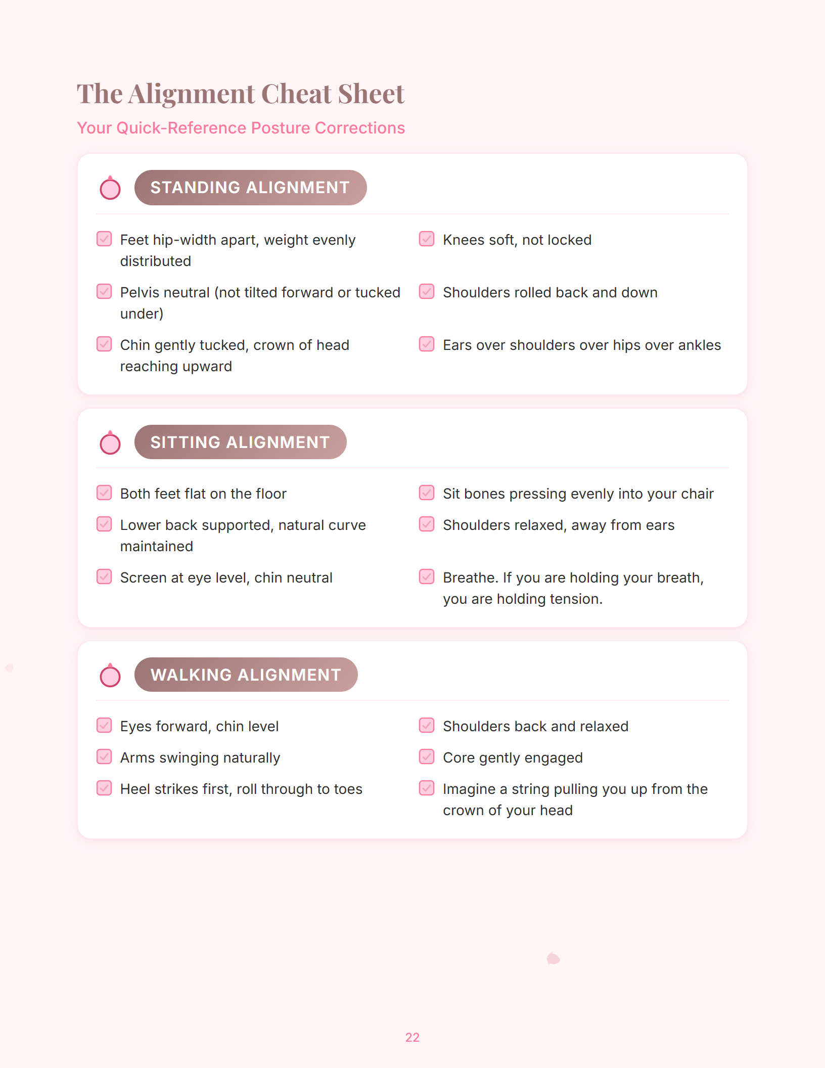 Alignment Cheat Sheet from 14-Day Posture Fix