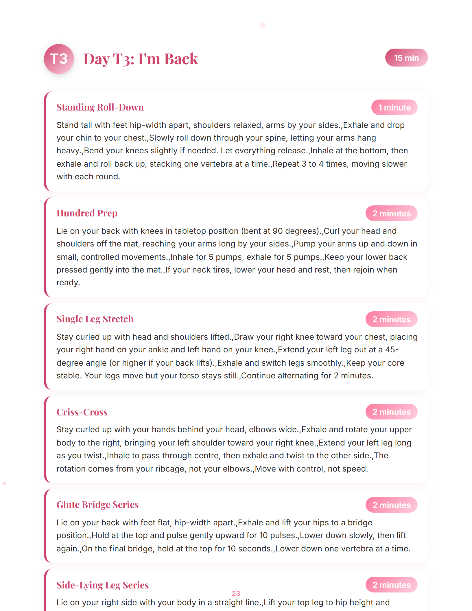 Sample magazine spread from The Pilates Consistency Cheat Code (page 23)
