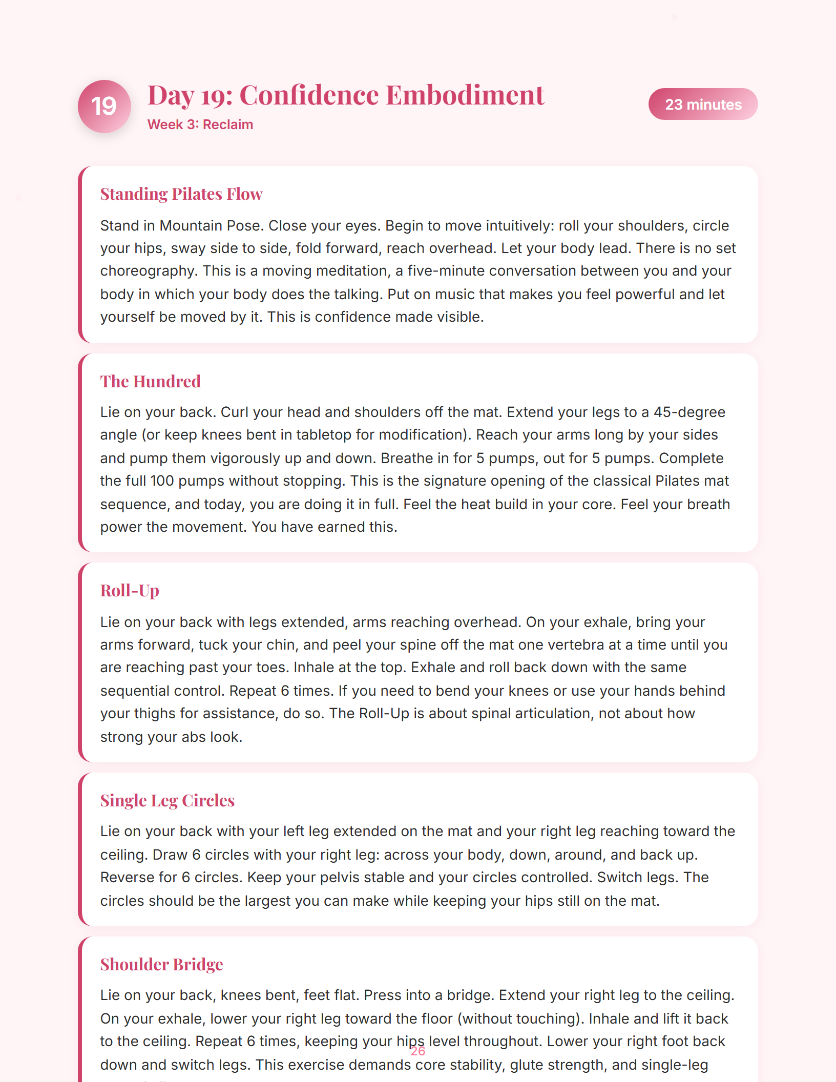 Sample magazine spread from Pilates to Get Yourself Back: The Comeback Ritual (page 26)