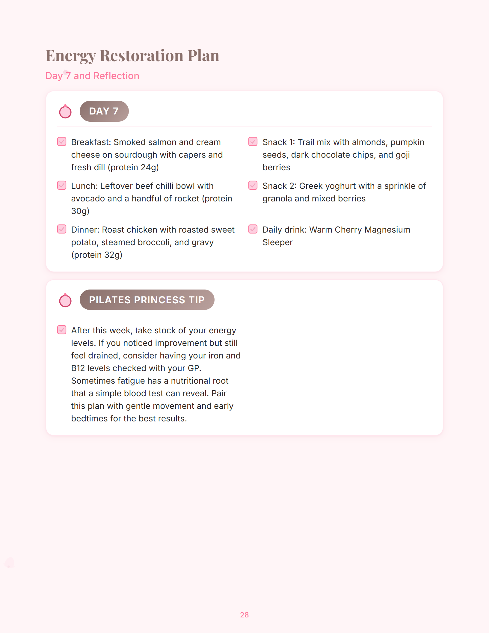Cortisol Reset 7-day meal plan from the Pilates Hormone Meal Guide