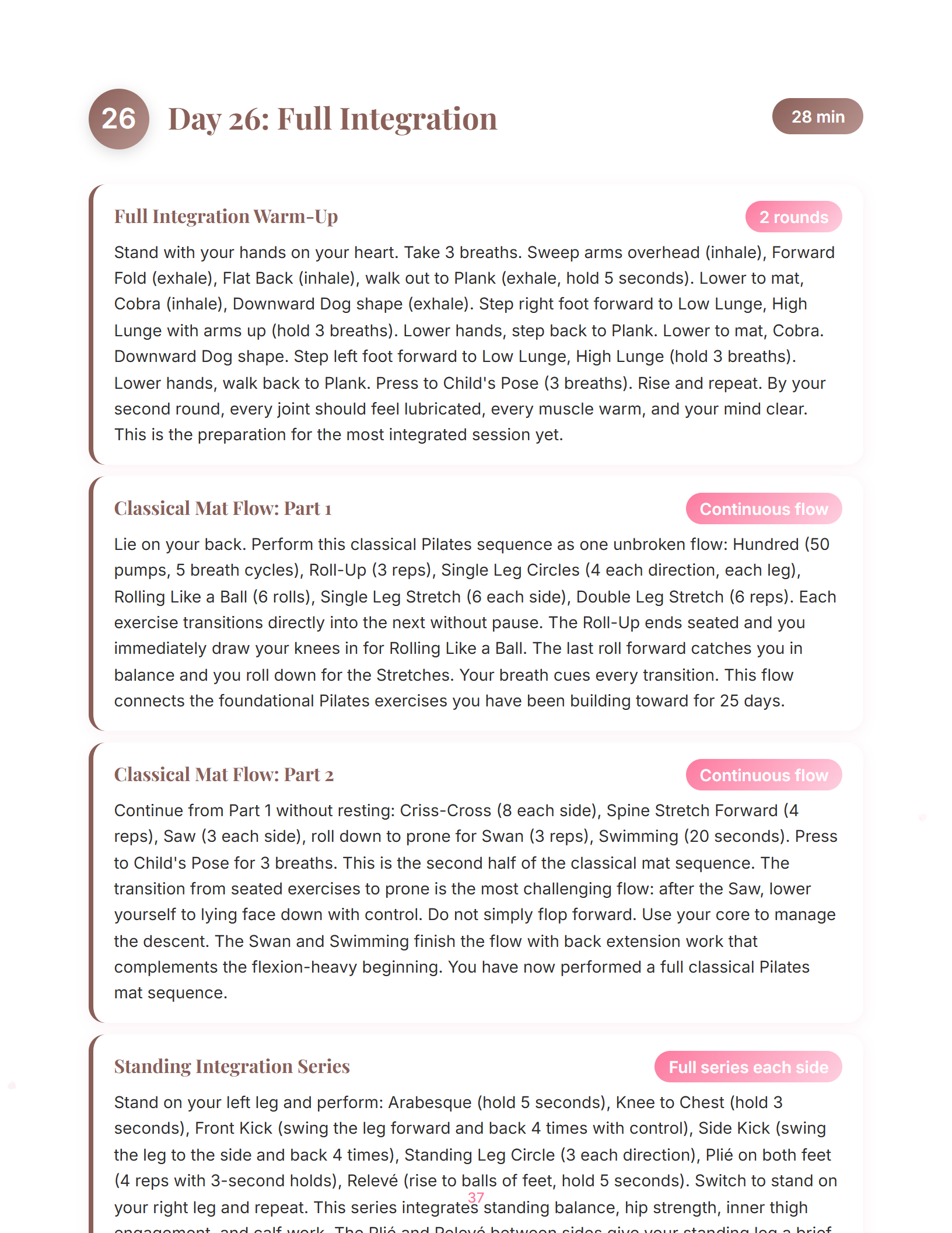 The Pink Pilates Signature Flow forever-routine spread