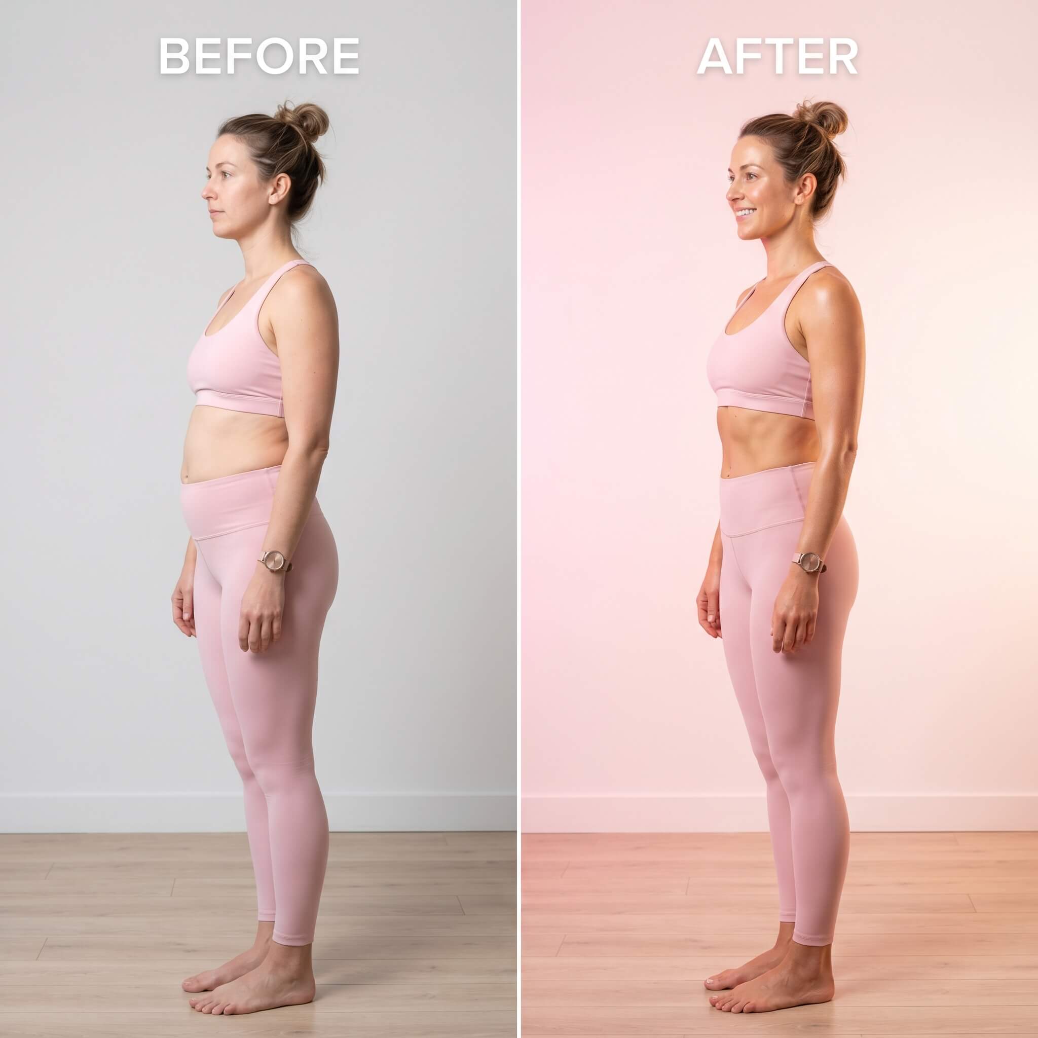 28-Day Flat Tummy Reset Pilates program cover, Pink Pilates Club