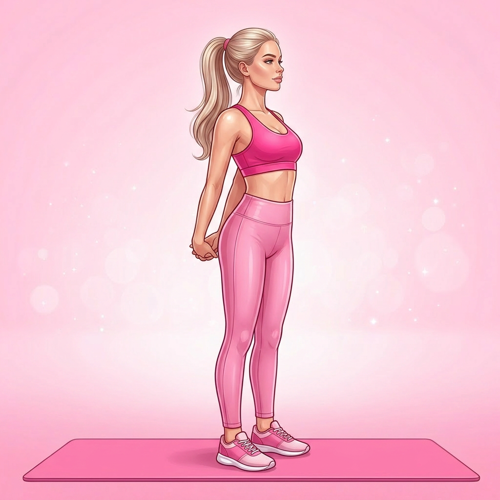 Illustration of Chest Opener Stretch Pilates exercise, Pink Pilates Club