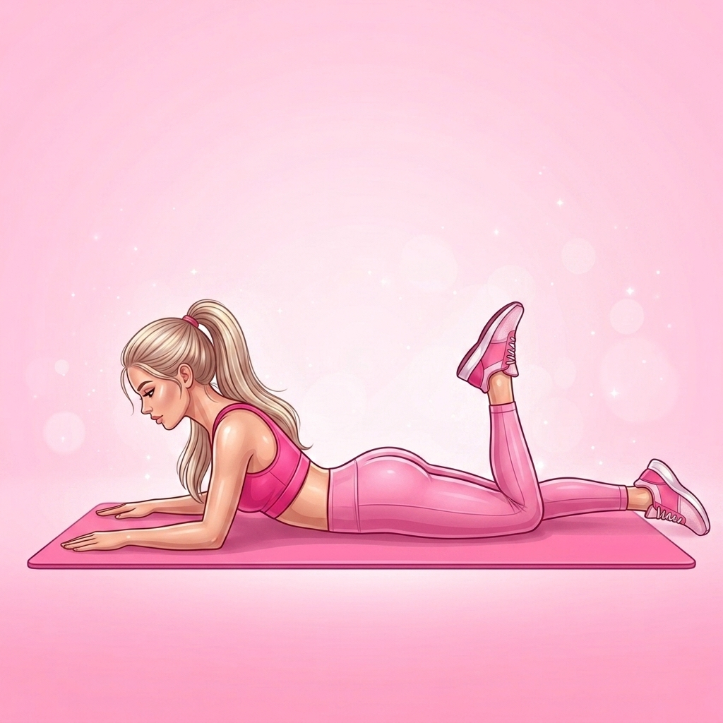 Illustration of Hamstring Curl on Mat Pilates exercise, Pink Pilates Club