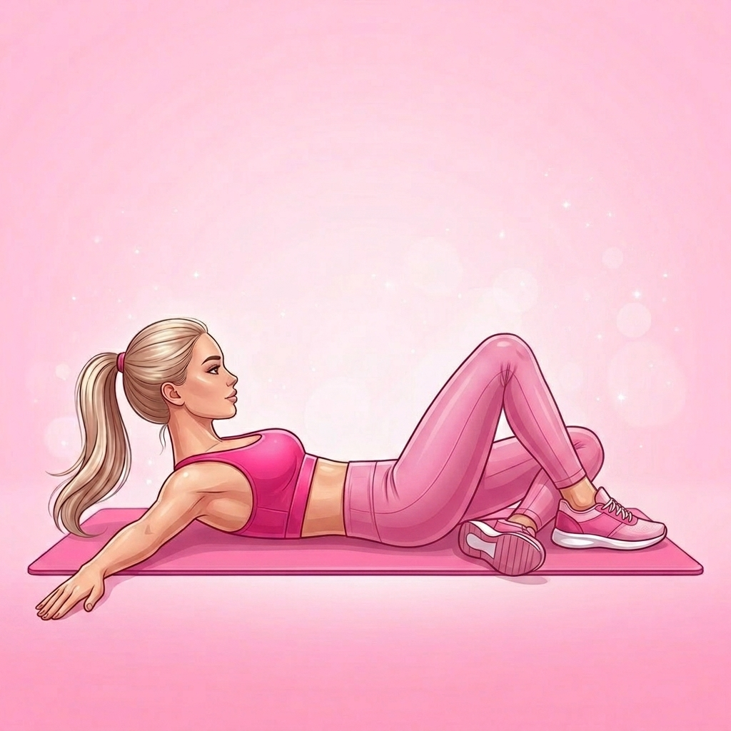 Illustration of Knee Rolls Pilates exercise, Pink Pilates Club