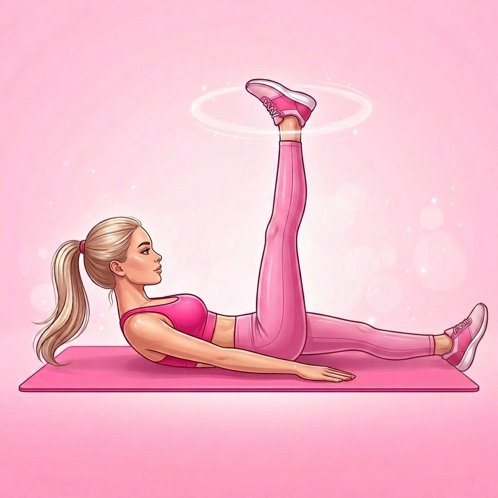 Illustration of Single Leg Circle Pilates exercise, Pink Pilates Club