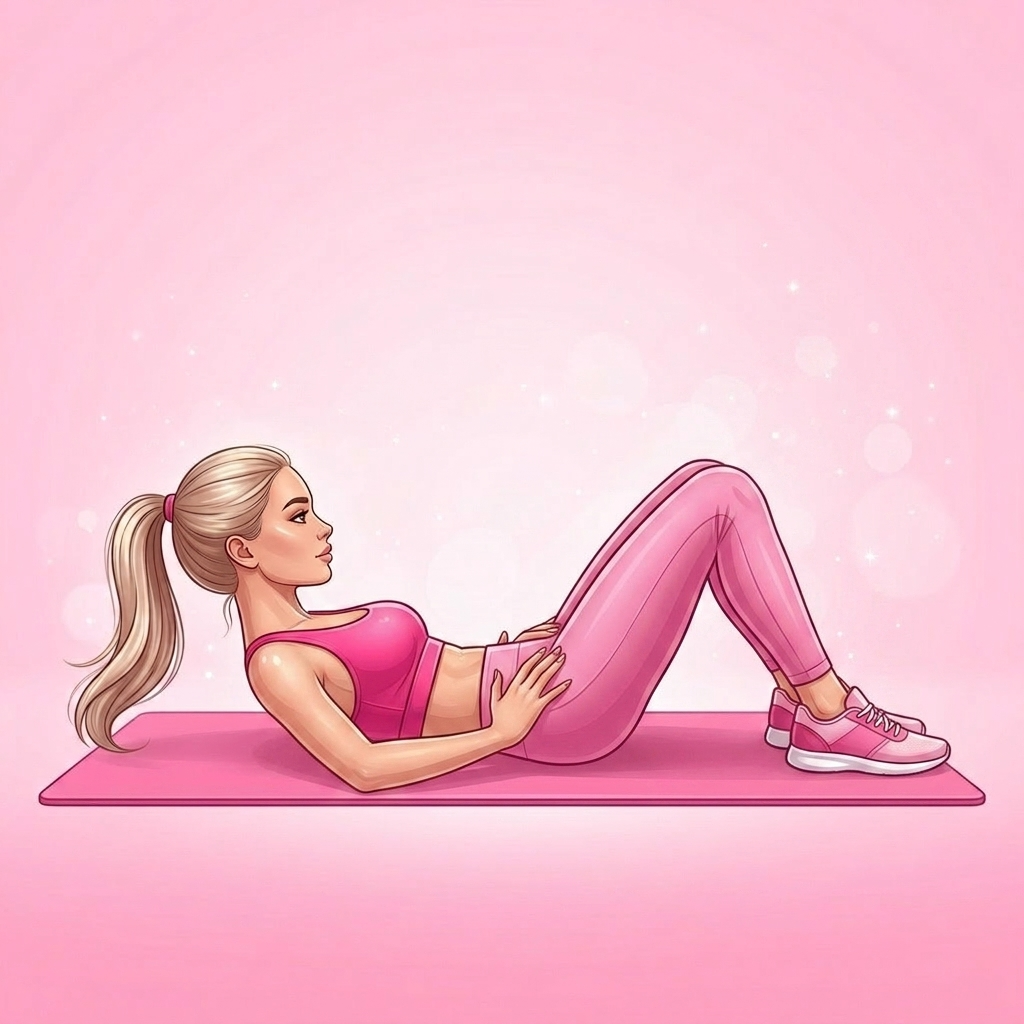 Illustration of Pelvic Tilts Pilates exercise, Pink Pilates Club