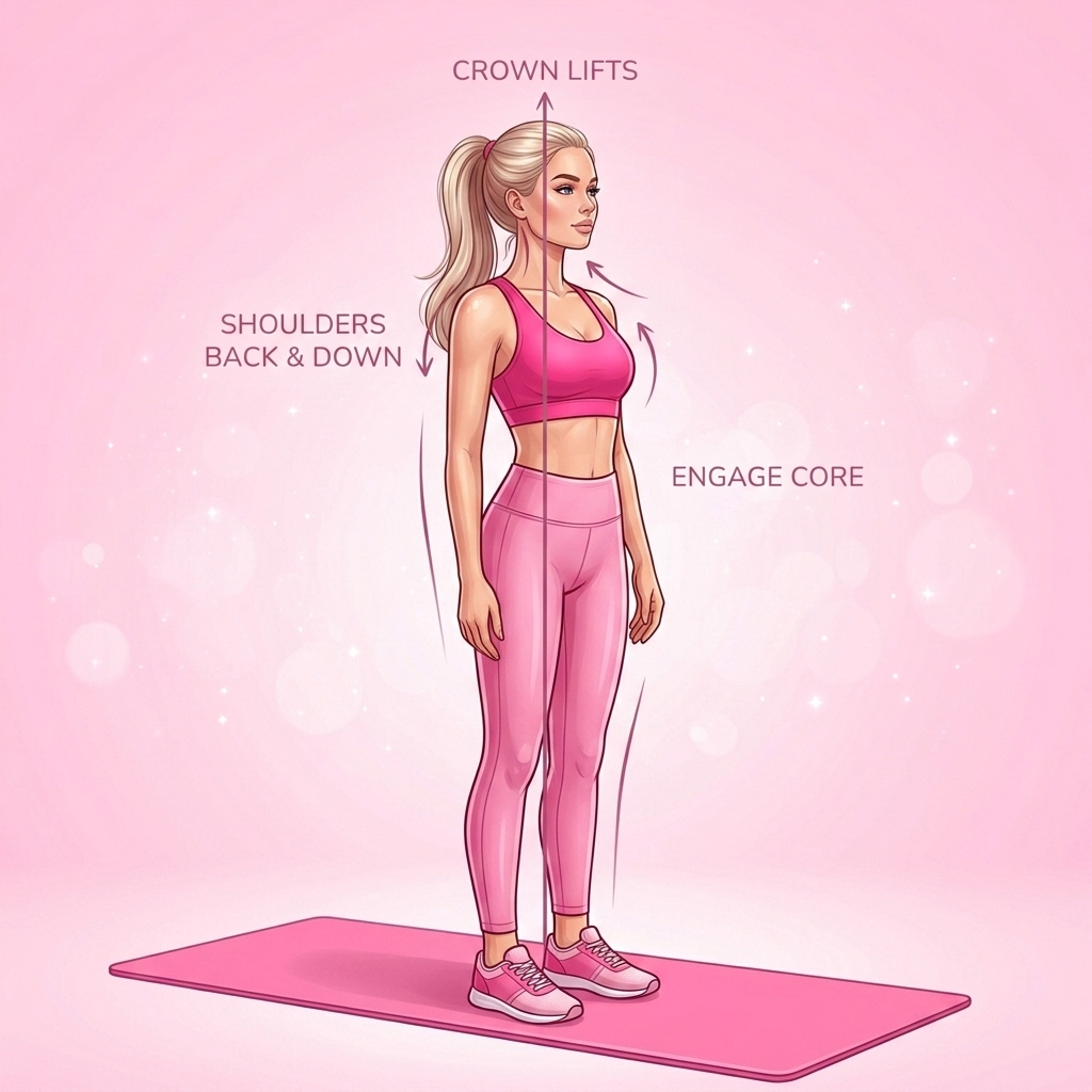 Illustration of Standing Pilates Flow Pilates exercise, Pink Pilates Club