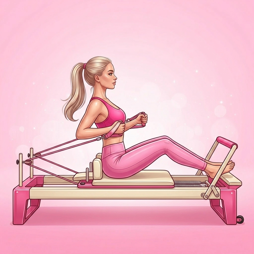 Illustration of Chest Expansion Pilates exercise, Pink Pilates Club