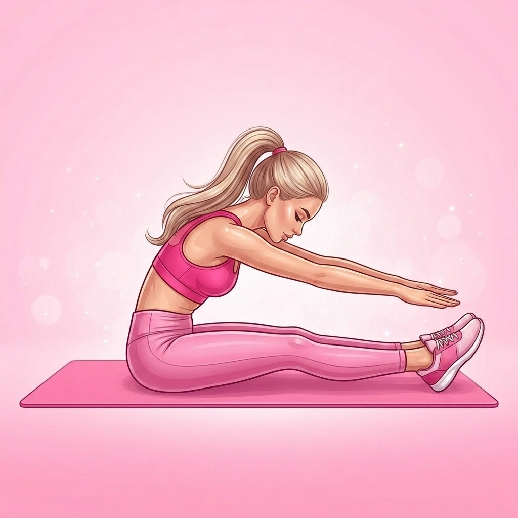 Illustration of Roll-Up Pilates exercise, Pink Pilates Club