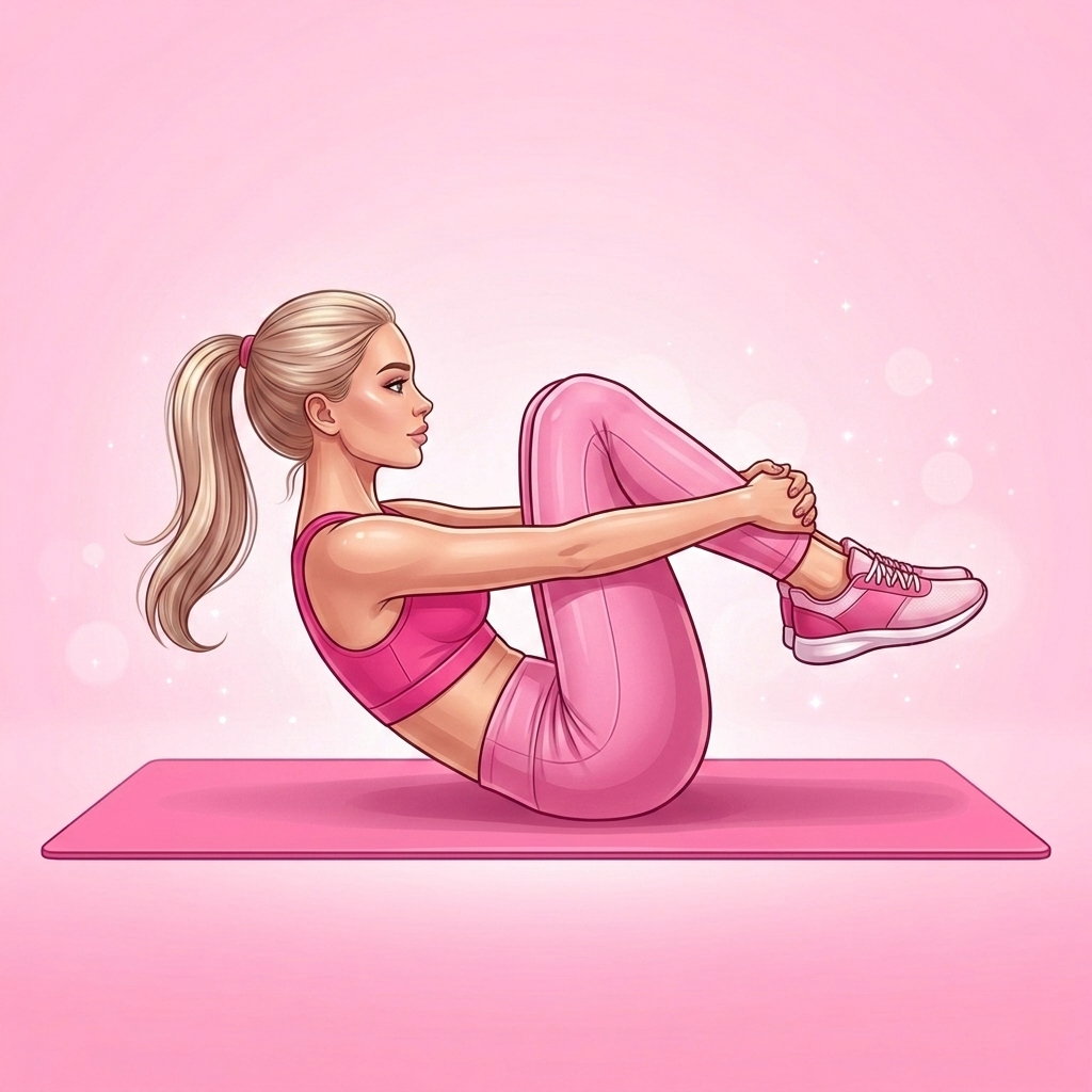 Illustration of Seal Pilates exercise, Pink Pilates Club