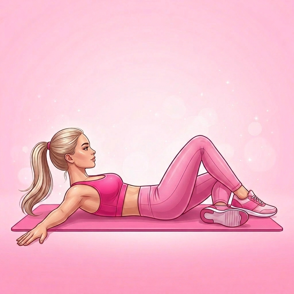 Illustration of Supine Spinal Twist Pilates exercise, Pink Pilates Club