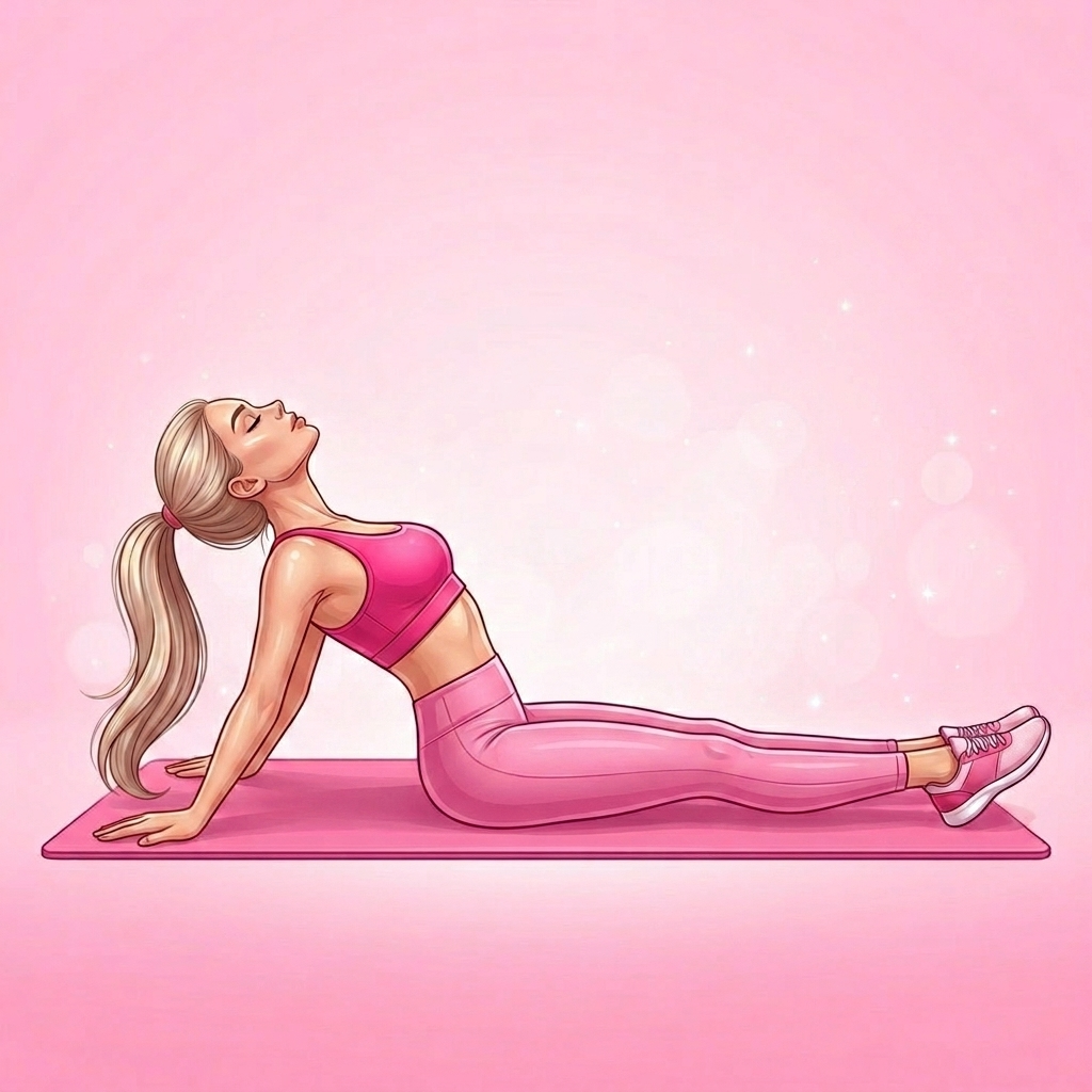 Illustration of Supported Fish Pose Pilates exercise, Pink Pilates Club
