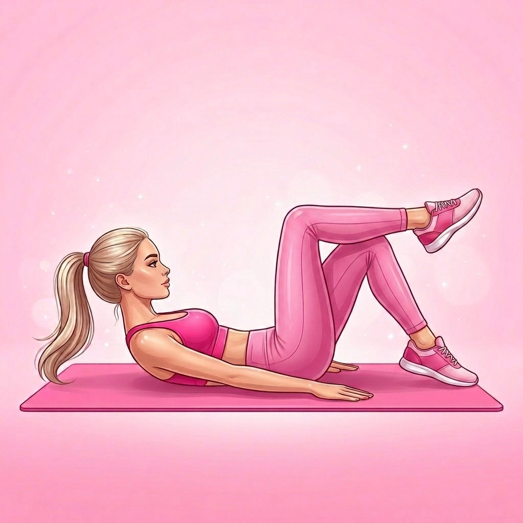 Illustration of TVA with Toe Taps Pilates exercise, Pink Pilates Club