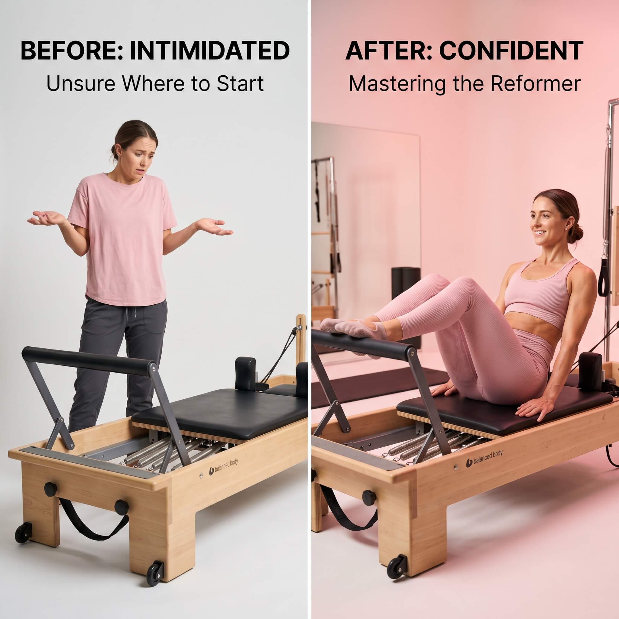 Reformer at Home Starter Kit Pilates program cover, Pink Pilates Club